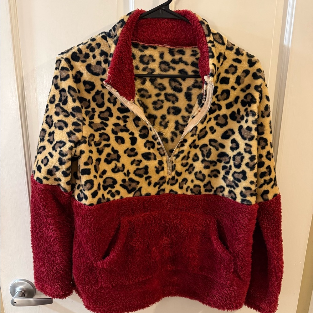 Leopard Print and Red Kids Jacket